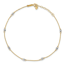 Cargar imagen en el visor de la galería, 14K Two-tone Diamond-cut Beads 9in Plus 1in Ext. Anklet