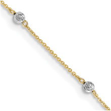 Cargar imagen en el visor de la galería, 14K Two-tone Diamond-cut Beads 9in Plus 1in Ext. Anklet