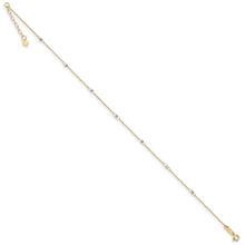 Cargar imagen en el visor de la galería, 14K Two-tone Ropa Mirror Bead 9in Plus 1in Ext. Anklet