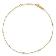 Load image into Gallery viewer, 14K Two-tone Ropa Mirror Bead 9in Plus 1in Ext. Anklet