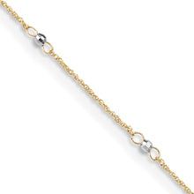 Load image into Gallery viewer, 14K Two-tone Ropa Mirror Bead 9in Plus 1in Ext. Anklet