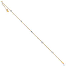 Cargar imagen en el visor de la galería, 14K Two-tone Fancy 9in Plus 1in Ext Anklet