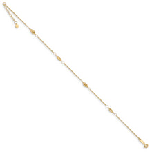 Load image into Gallery viewer, 14K Circle Chain Diamond Cut Rice Puff Beads 9in Plus 1in Ext Anklet