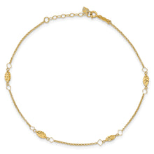 Cargar imagen en el visor de la galería, 14K Circle Chain Diamond Cut Rice Puff Beads 9in Plus 1in Ext Anklet