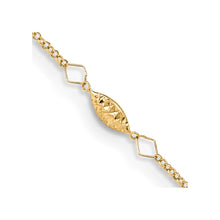 Load image into Gallery viewer, 14K Circle Chain Diamond Cut Rice Puff Beads 9in Plus 1in Ext Anklet