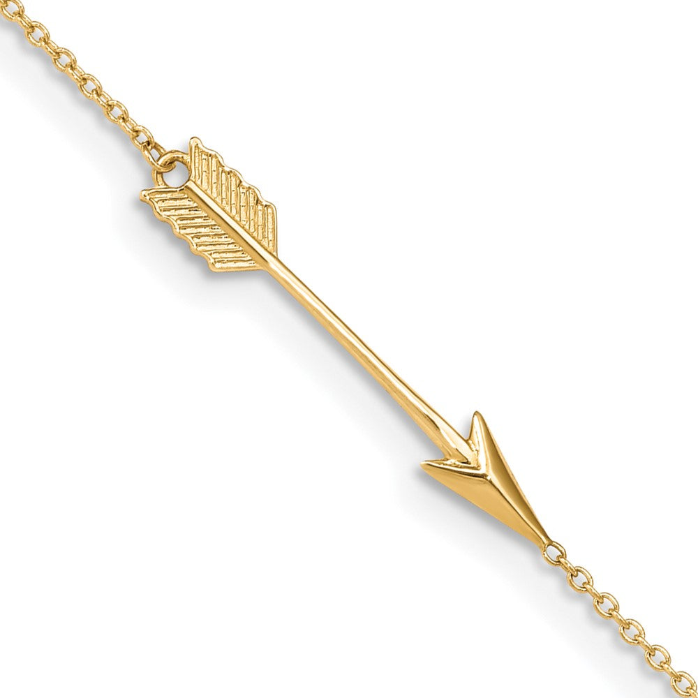 14K Polished Arrow 9in Plus 1in ext. Anklet