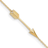 14K Polished Arrow 9in Plus 1in ext. Anklet