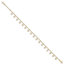 Cargar imagen en el visor de la galería, 14k Polished and Textured Star 9in Plus 1in ext. Anklet