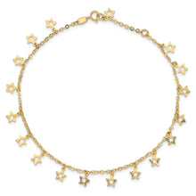 Cargar imagen en el visor de la galería, 14k Polished and Textured Star 9in Plus 1in ext. Anklet