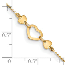 Cargar imagen en el visor de la galería, 14k Polished Heart with 10in Plus .75in ext. Anklet