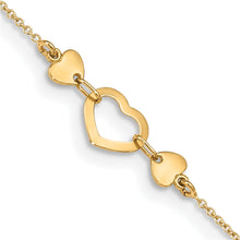 Cargar imagen en el visor de la galería, 14k Polished Heart with 10in Plus .75in ext. Anklet