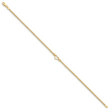 Load image into Gallery viewer, 14k Polished Open-Heart 10inch Anklet