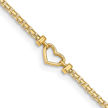 Load image into Gallery viewer, 14k Polished Open-Heart 10inch Anklet