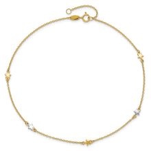 Load image into Gallery viewer, 14K Two-Tone Polished Star 10in Plus 1in ext. Anklet