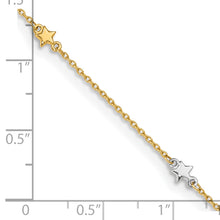 Load image into Gallery viewer, 14K Two-Tone Polished Star 10in Plus 1in ext. Anklet