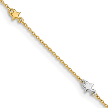 Load image into Gallery viewer, 14K Two-Tone Polished Star 10in Plus 1in ext. Anklet