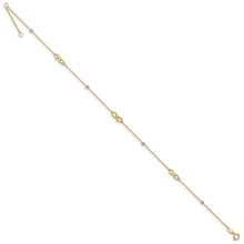 Cargar imagen en el visor de la galería, 14K Two-Tone Diamond-cut Beads and Infinity 10in Plus 1in ext. Anklet