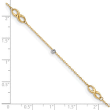 Cargar imagen en el visor de la galería, 14K Two-Tone Diamond-cut Beads and Infinity 10in Plus 1in ext. Anklet