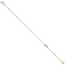 Cargar imagen en el visor de la galería, 14K Two-tone Polished Dolphin 9in Plus 1in ext. Anklet