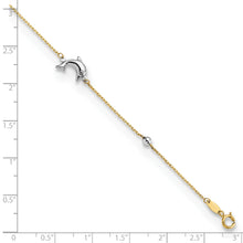 Load image into Gallery viewer, 14K Two-tone Polished Dolphin 9in Plus 1in ext. Anklet