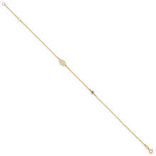 Cargar imagen en el visor de la galería, 14k Leaf and Glass Eye Bead 9in Plus 1in Ext  Anklet