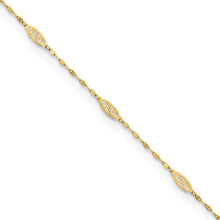 Load image into Gallery viewer, 14K Polished Fancy Filigree Link 9in Plus 1 in ext. Anklet