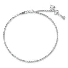 Cargar imagen en el visor de la galería, 14k White Gold Adj Polished Puffed Heart Key 9in Plus 1in ext. Anklet