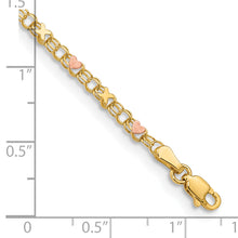 Cargar imagen en el visor de la galería, 14k and Rose Rhodium X&#39;s and Hearts 10in Anklet