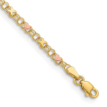 Cargar imagen en el visor de la galería, 14k and Rose Rhodium X&#39;s and Hearts 10in Anklet