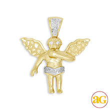 Cargar imagen en el visor de la galería, 10KY 0.10CTW DIAMOND ANGEL PENDANT