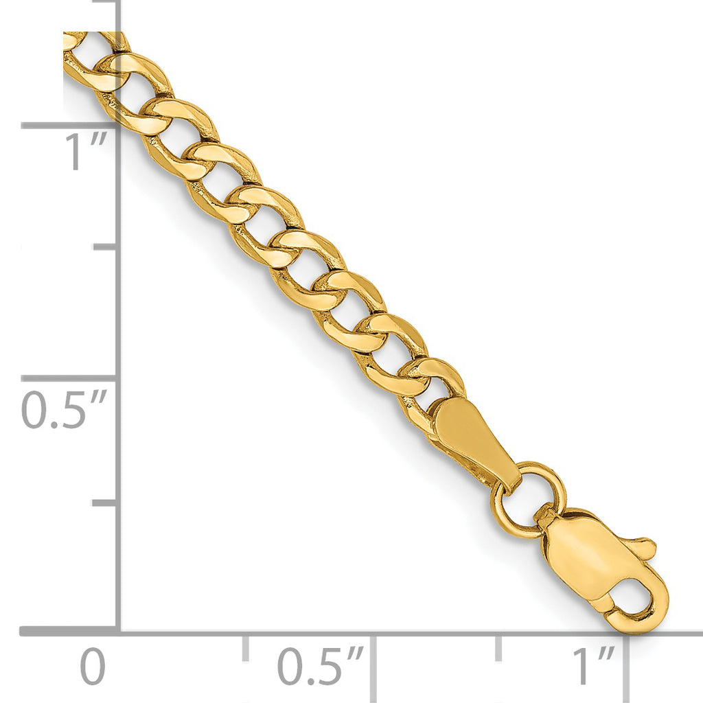 14k 3.35mm Semi-Solid Curb Chain Anklet