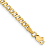 14k 3.35mm Semi-Solid Curb Chain Anklet