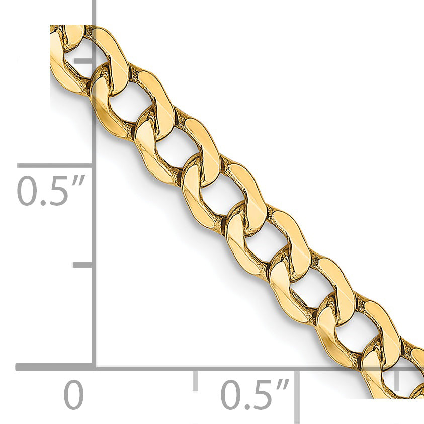 14k 4.3mm Semi-Solid Curb Chain Anklet