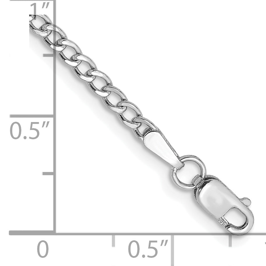 14k WG 2.5mm Semi-Solid Curb Chain Anklet