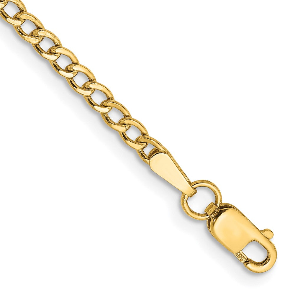 14k 2.5mm Semi-Solid Curb Chain Anklet