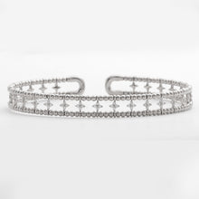 Load image into Gallery viewer, 14KW 0.75CTW DIAMOND OPEN CUFF BANGLE - 3 BEADS