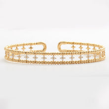 Cargar imagen en el visor de la galería, 14KY 0.75CTW DIAMOND OPEN CUFF BANGLE - 3 BEADS