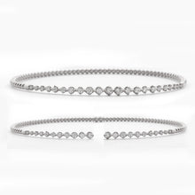 Load image into Gallery viewer, 14KW 0.65CTW DIAMOND OPEN CUFF BANGLE - 4 PRONG