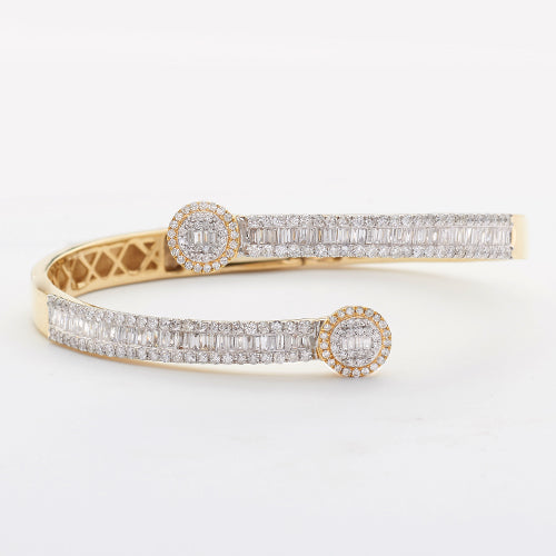 14KY 3.30CTW DIAMOND CUFF BRACELET - BAGUETTE &