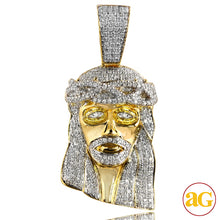 Load image into Gallery viewer, 10KY 2.65CTW DIAMOND JESUS HEAD PENDANT