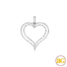 Load image into Gallery viewer, 14KW 0.25CTW DIAMOND DOUBLE HEART PENDANT