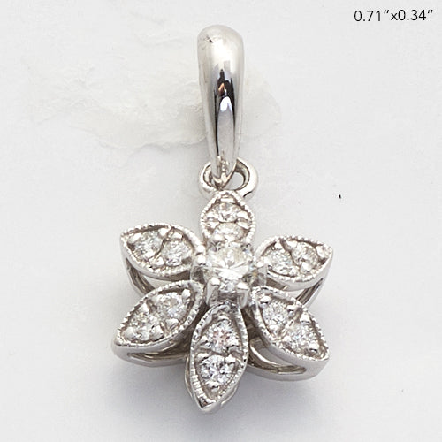 14KW 0.15CTW DIAMOND FLOWER SHAPED PENDANT - 0.5"