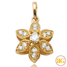 Cargar imagen en el visor de la galería, 14KY 0.15CTW DIAMOND FLOWER SHAPED PENDANT - 0.5&quot;