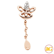 Cargar imagen en el visor de la galería, 18KR 0.12CTW DIAMOND 3 LEAF SHAPED DANGLING