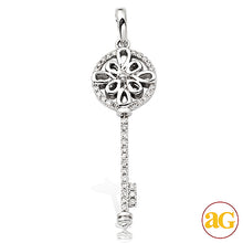 Load image into Gallery viewer, 14KW 0.25CTW DIAMOND ROUND DESIGN KEY PENDANT