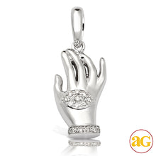 Load image into Gallery viewer, 14KW 0.15CTW DIAMOND PENDANT - HAND WITH EVIL EYE