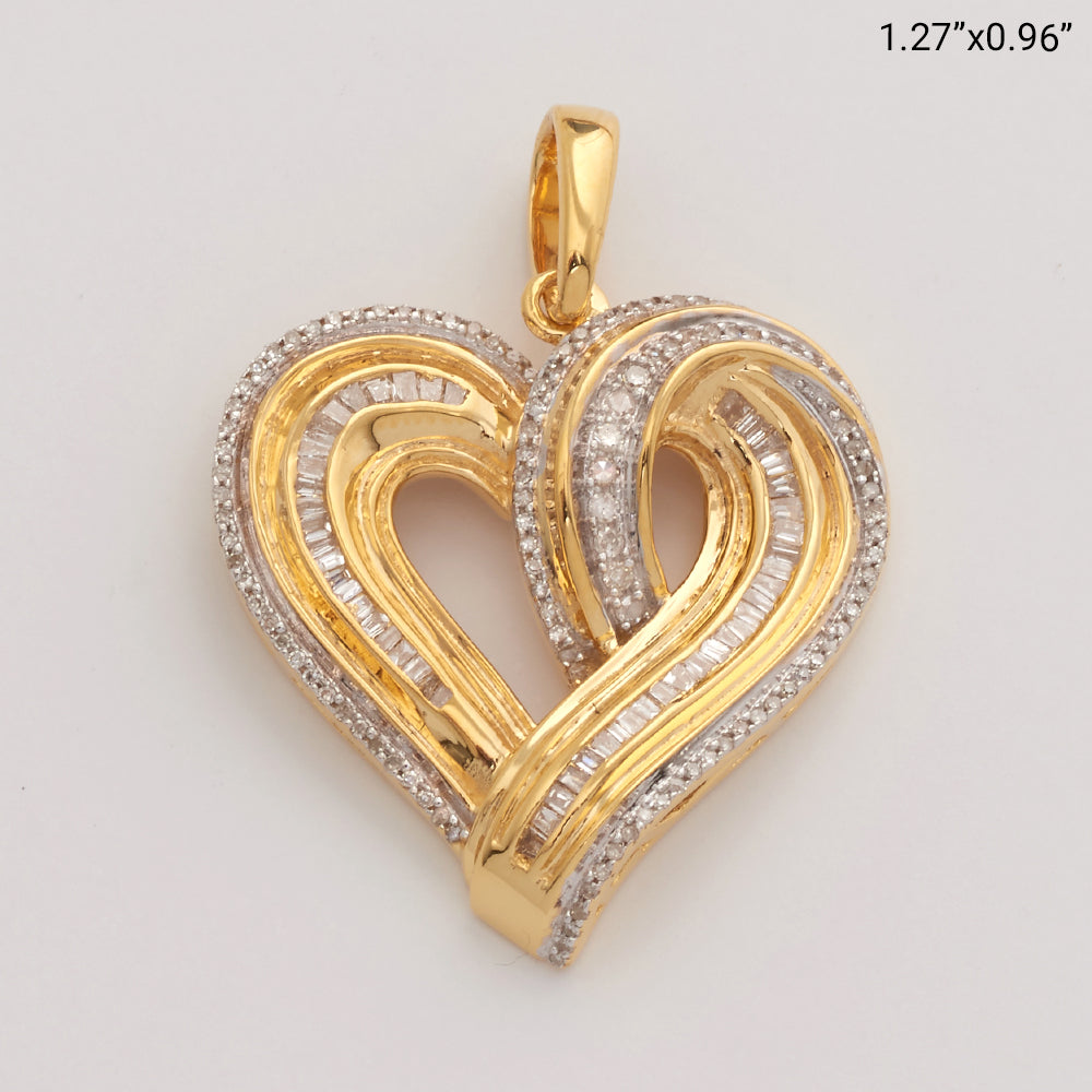 10KY 0.50CTW BAGUETTE DIAMOND HEART PENDANT