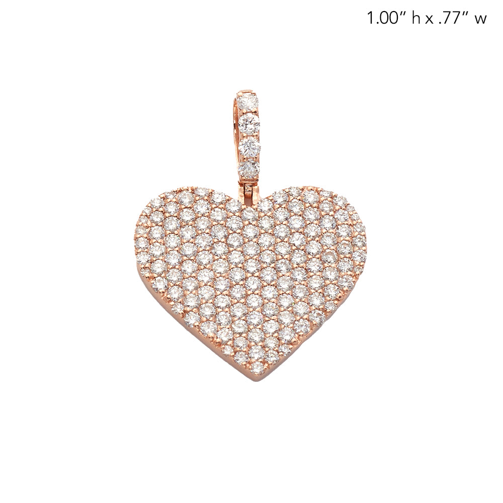 14KR 1.45CTW DIAMOND FLAT PAVE HEART PENDANT