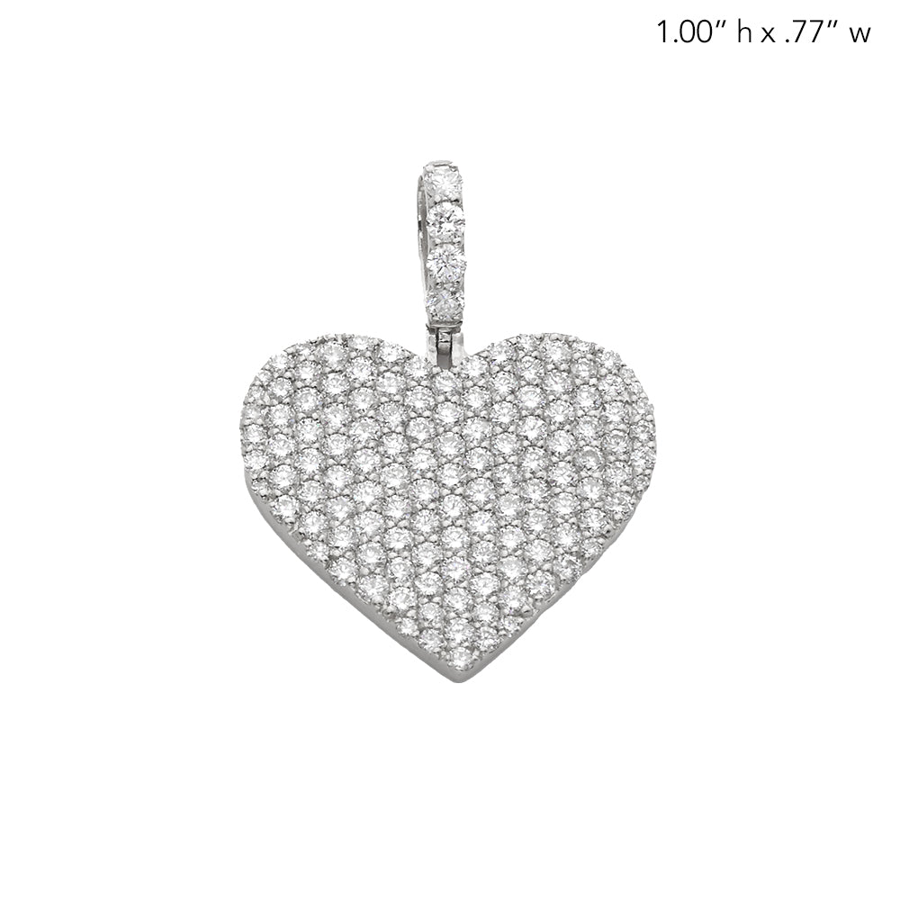 14KW 1.45CTW DIAMOND FLAT PAVE HEART PENDANT