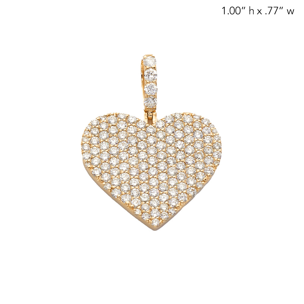 14KY 1.45CTW DIAMOND FLAT PAVE HEART PENDANT